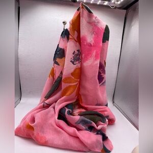 Jessica Simpson Vibrant Floral Scarf Light Weight One Sz 100% Polyester 72”-29”